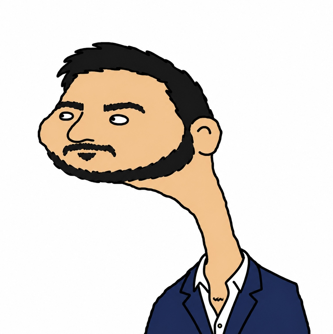 ABDOL EL SOYED cartoon in a navy suit